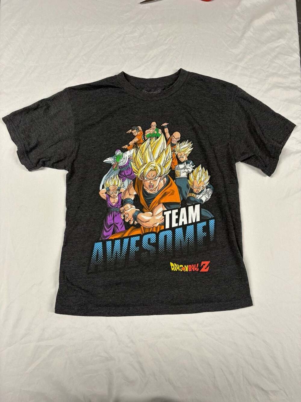Dragon Ball Z Team Awesome Super Saiyan Graphic T-Shirt Charcoal Heather Size M